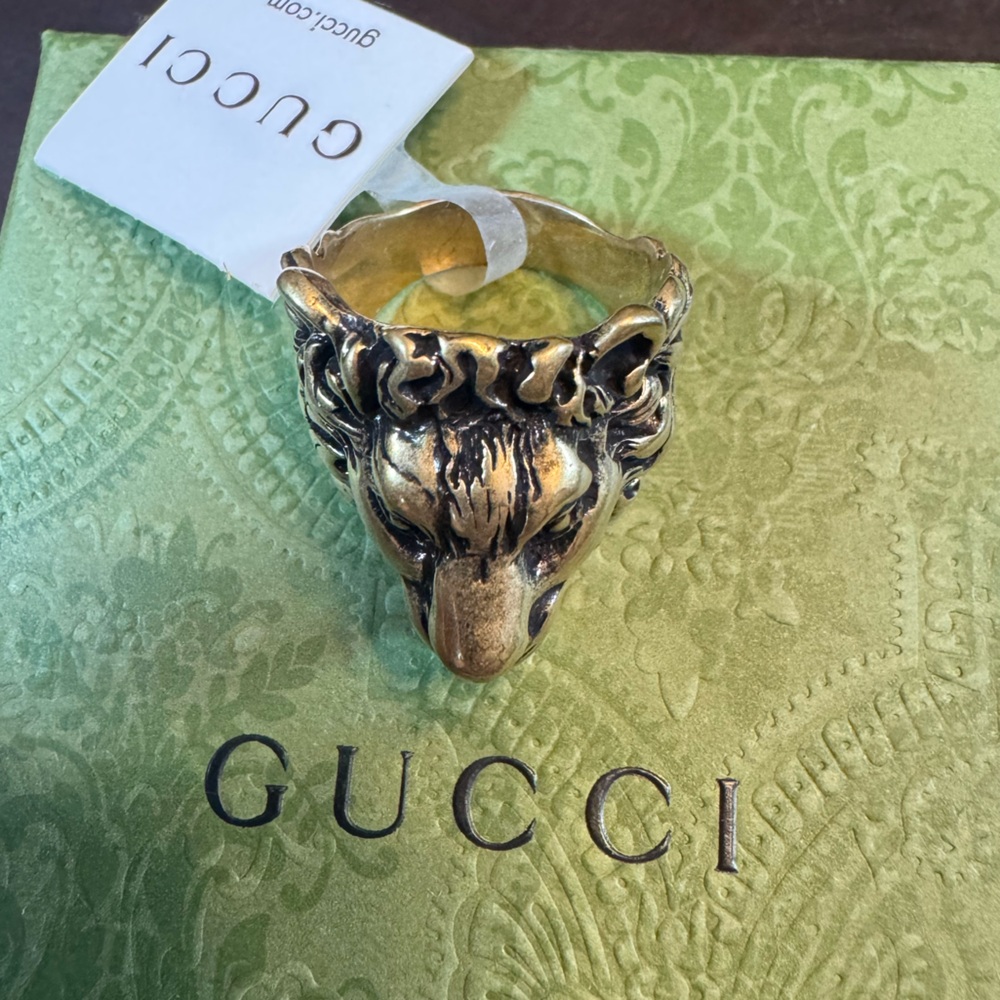 New Authentic Gucci Lion Head Ring Size IT 19 / US 8.75 - Picture 4 of 13